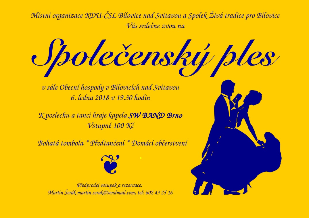plakát Společenského plesu 6. 1. 2018